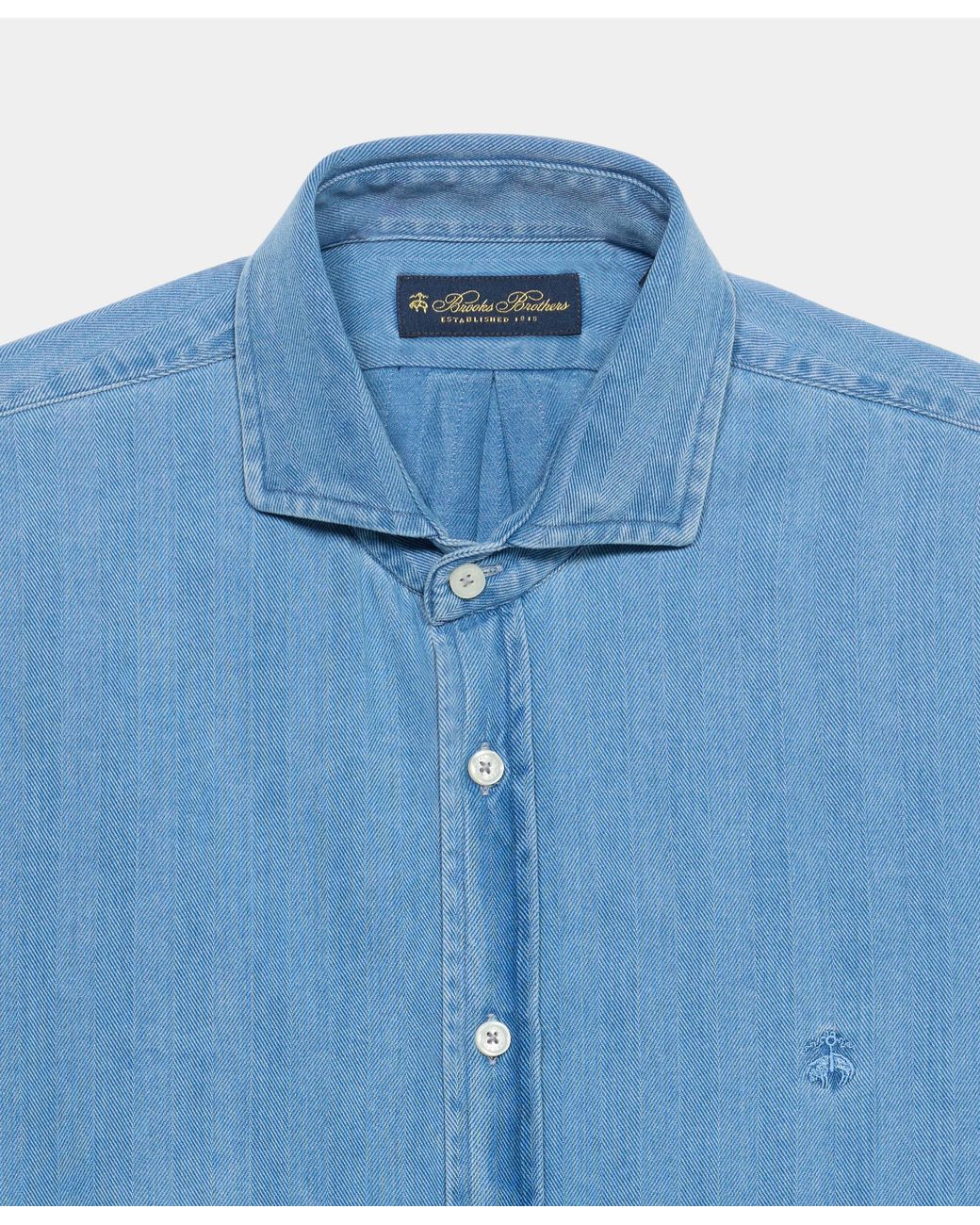 Brooks Brothers Blue Slim Fit Shirt With Spread Collar for men