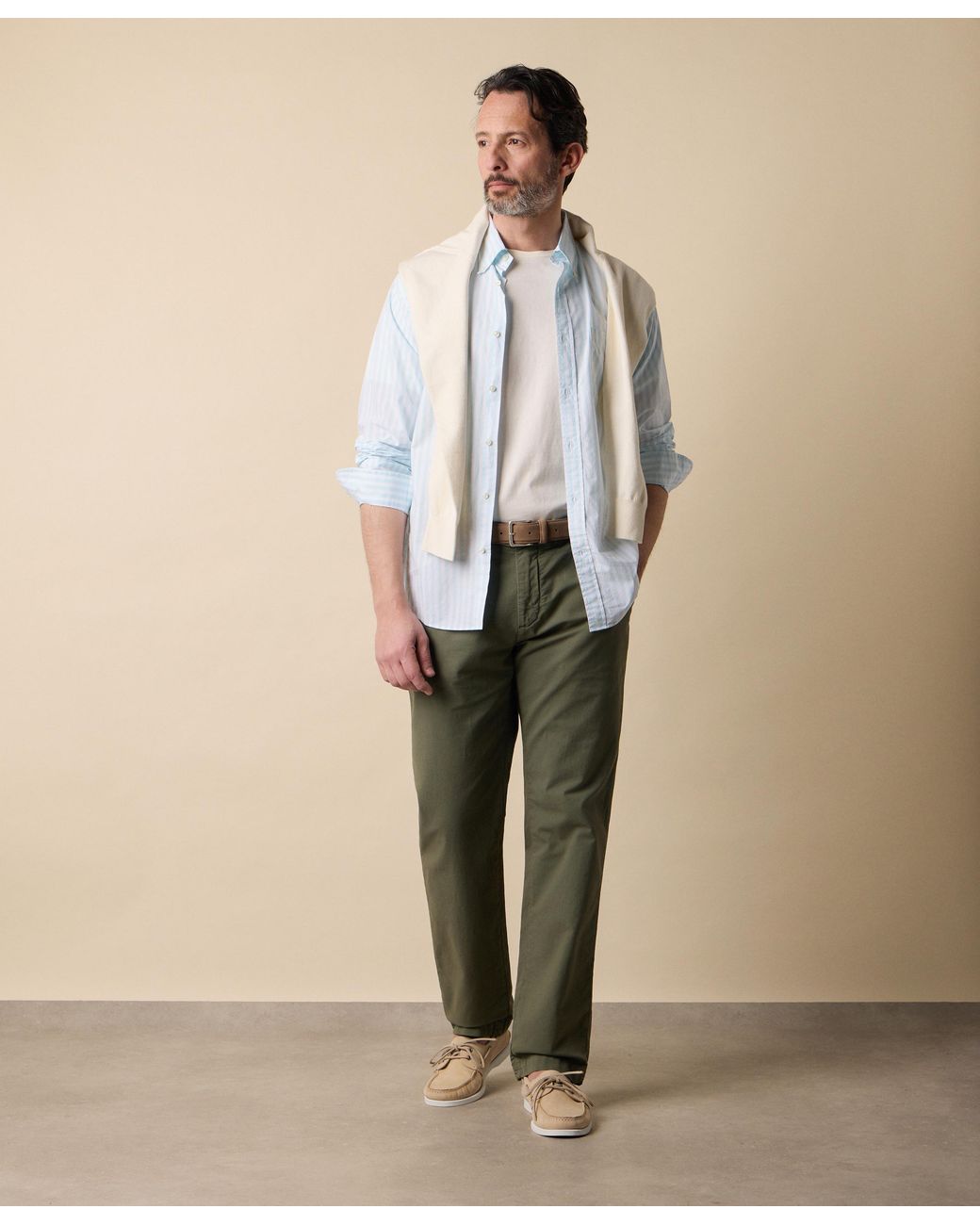Brooks Brothers Green Stretch Cotton Micro-Pattern Chino for men