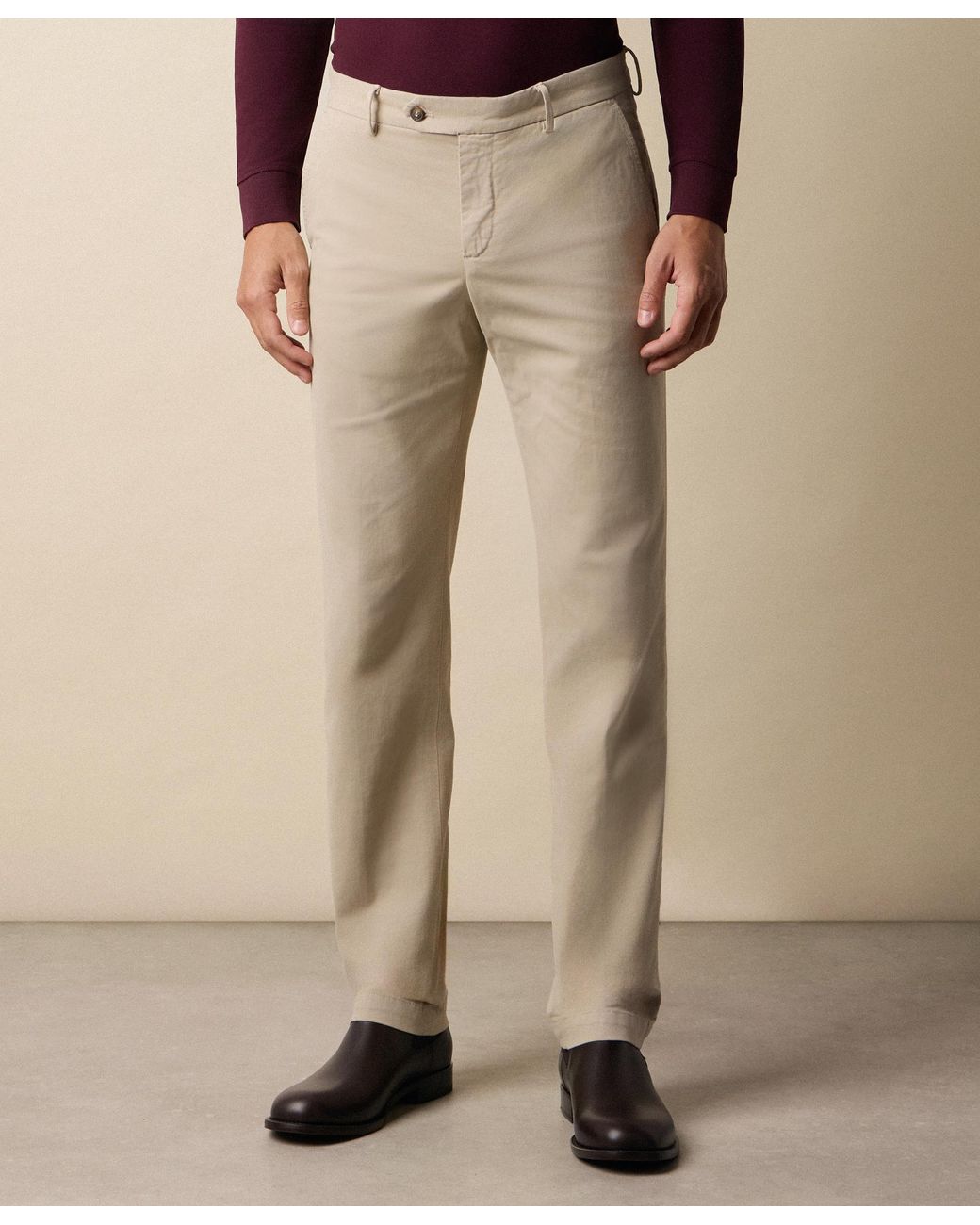 Brooks Brothers Natural Regular Fit Microtwill Stretch Cotton Chino for men