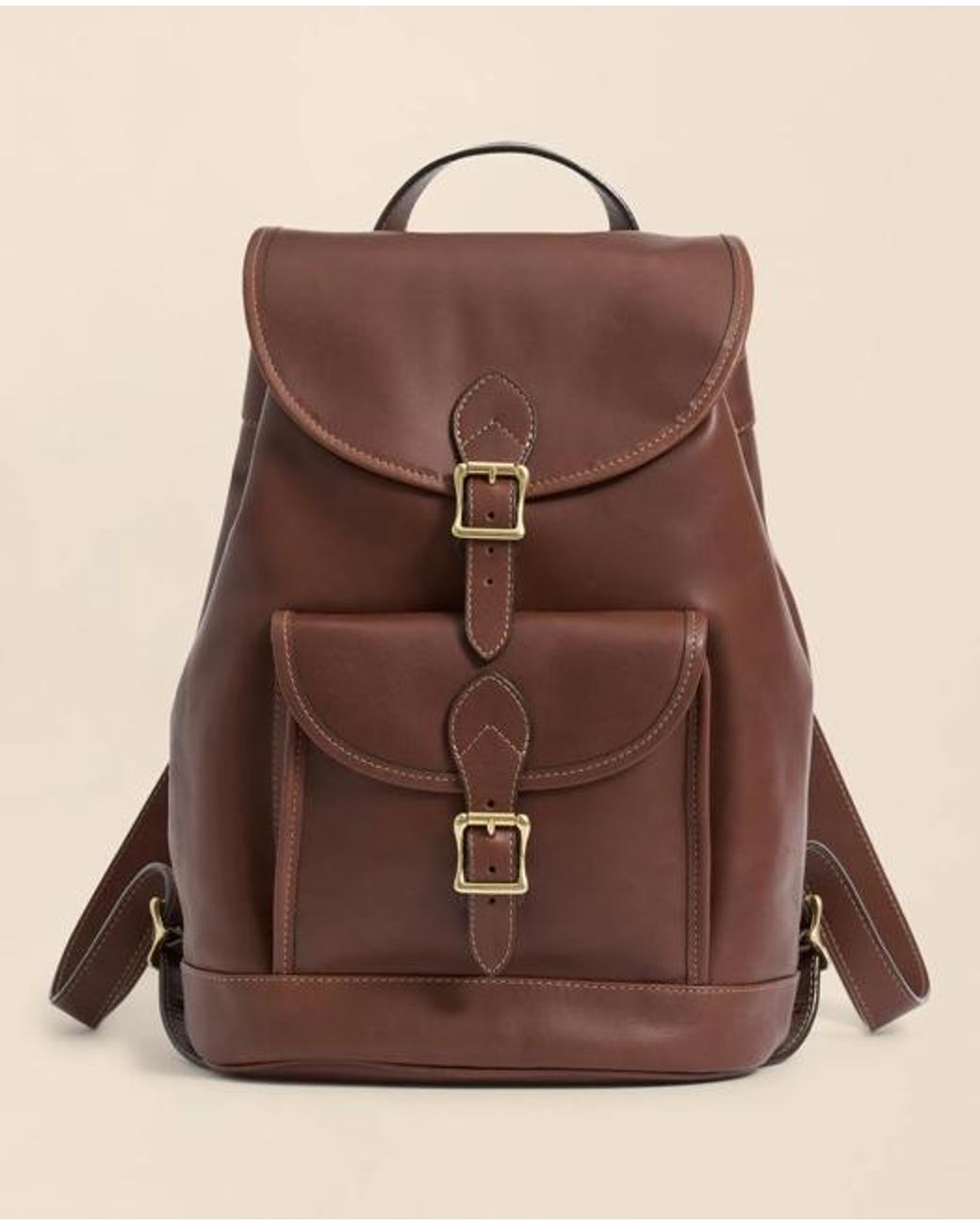 Brooks Brothers Brown Leather Drawstring Backpack for men