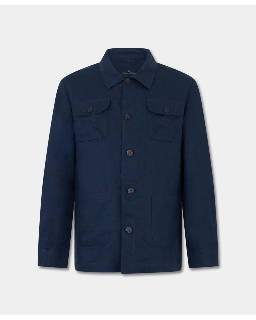 Brooks Brothers Blue Linen Utility Overshirt for men