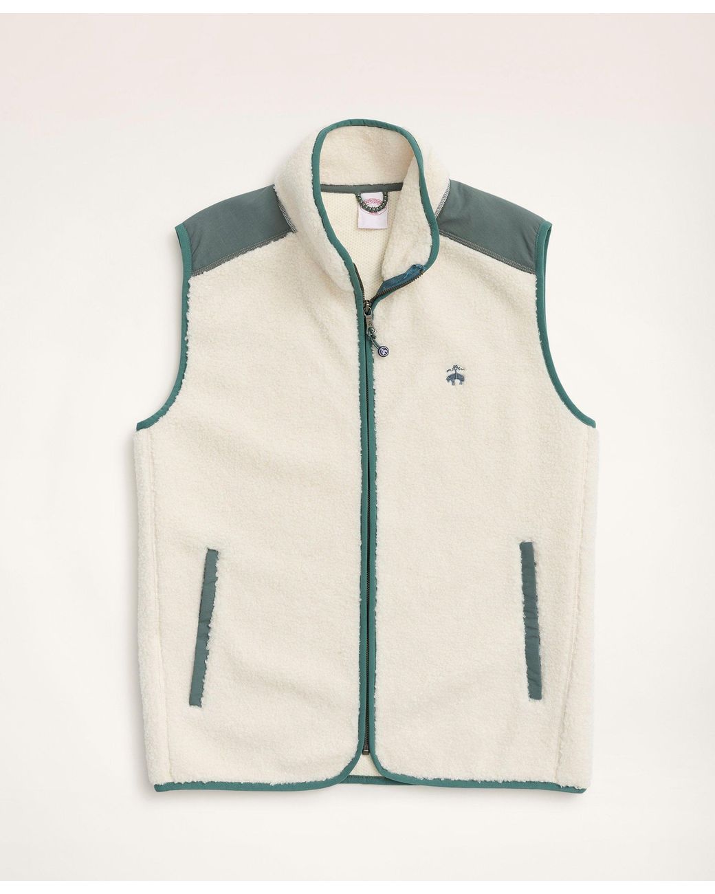 Brooks Brothers Teddy Fleece Zip Vest in Natural for Men | Lyst