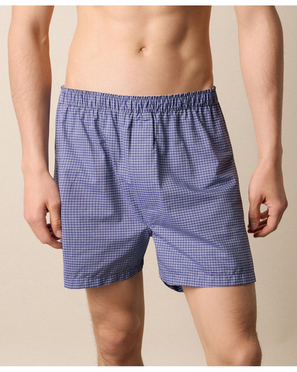 Brooks Brothers Blue Tattersall Cotton Boxer for men