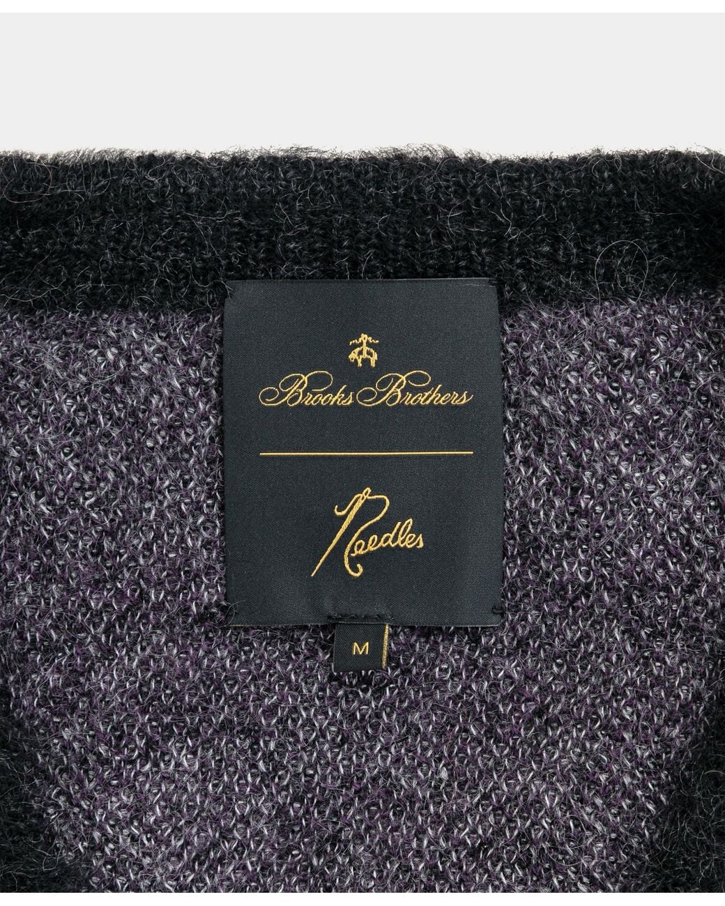 Brooks Brothers Blue Mohair Argyle V-Neck Knit for men