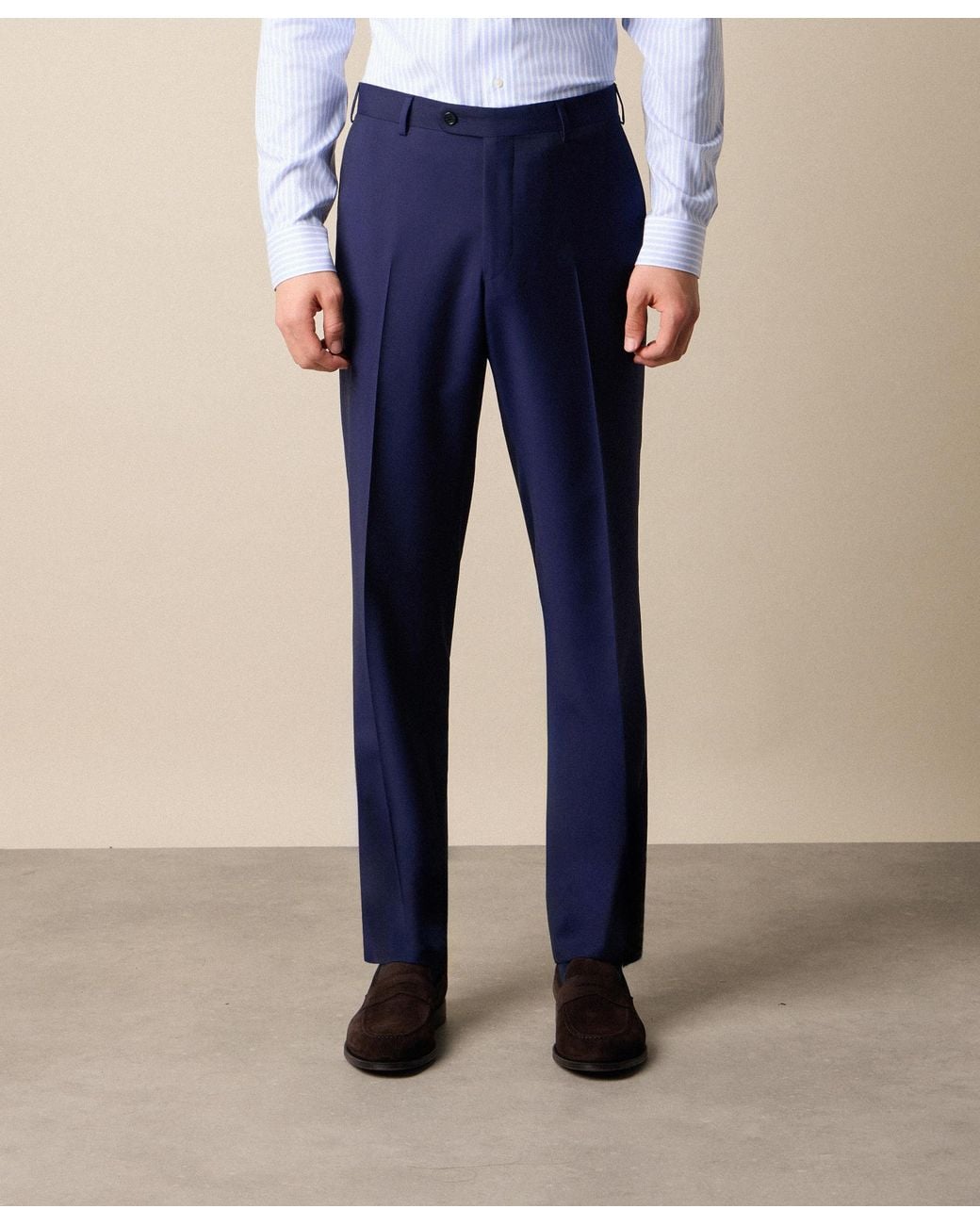 Brooks Brothers Blue Virgin Wool Plain Trousers for men