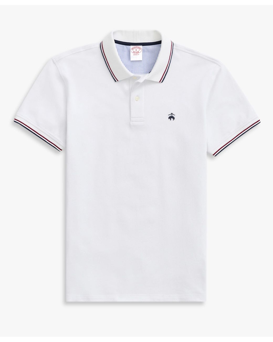 Brooks Brothers White Golden Fleece Stretch Cotton Pique Tennis Polo for men