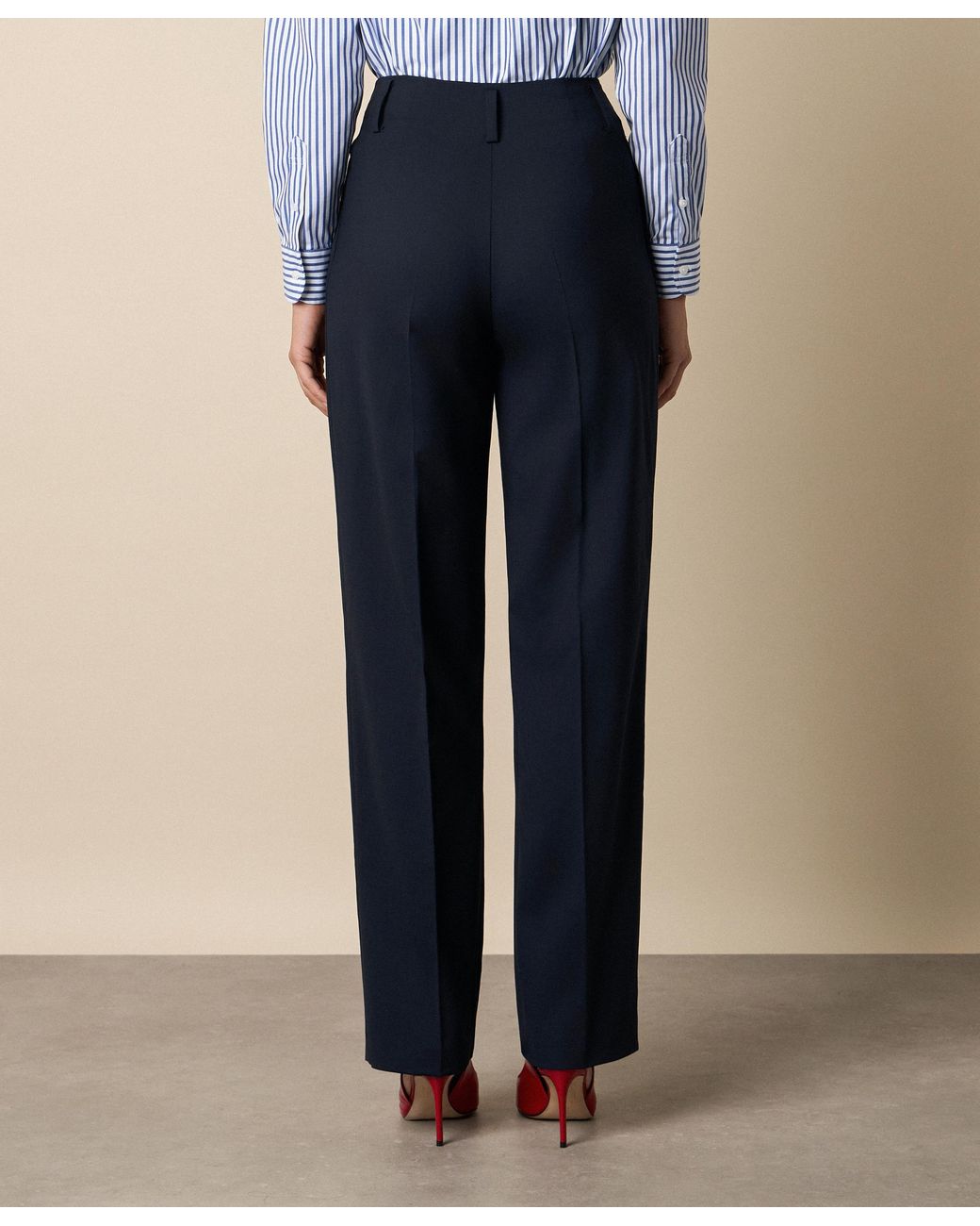 Brooks Brothers Blue Wool Blend Stretch Pleated Trousers