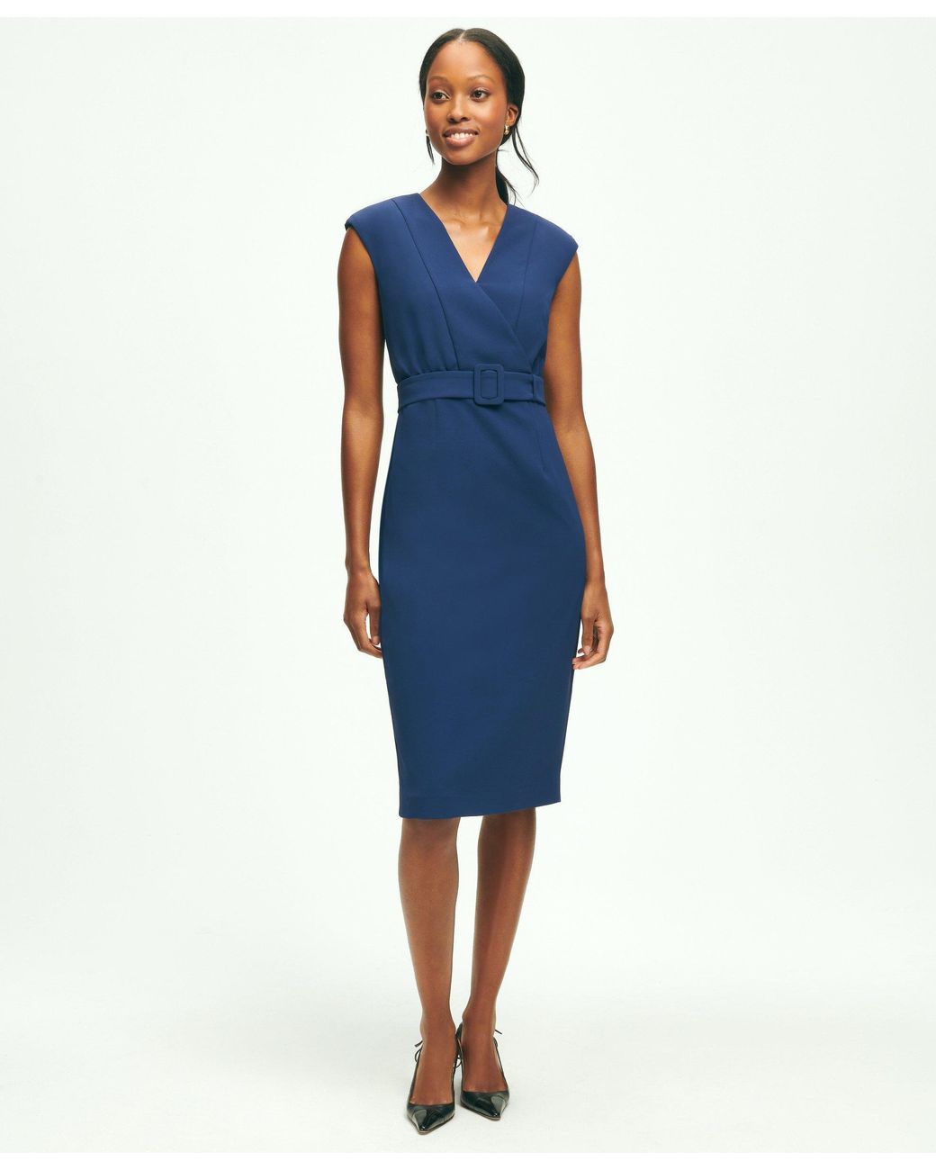 Brooks Brothers Fine Twill Crepe V neck Sheath Dress in Blue Lyst