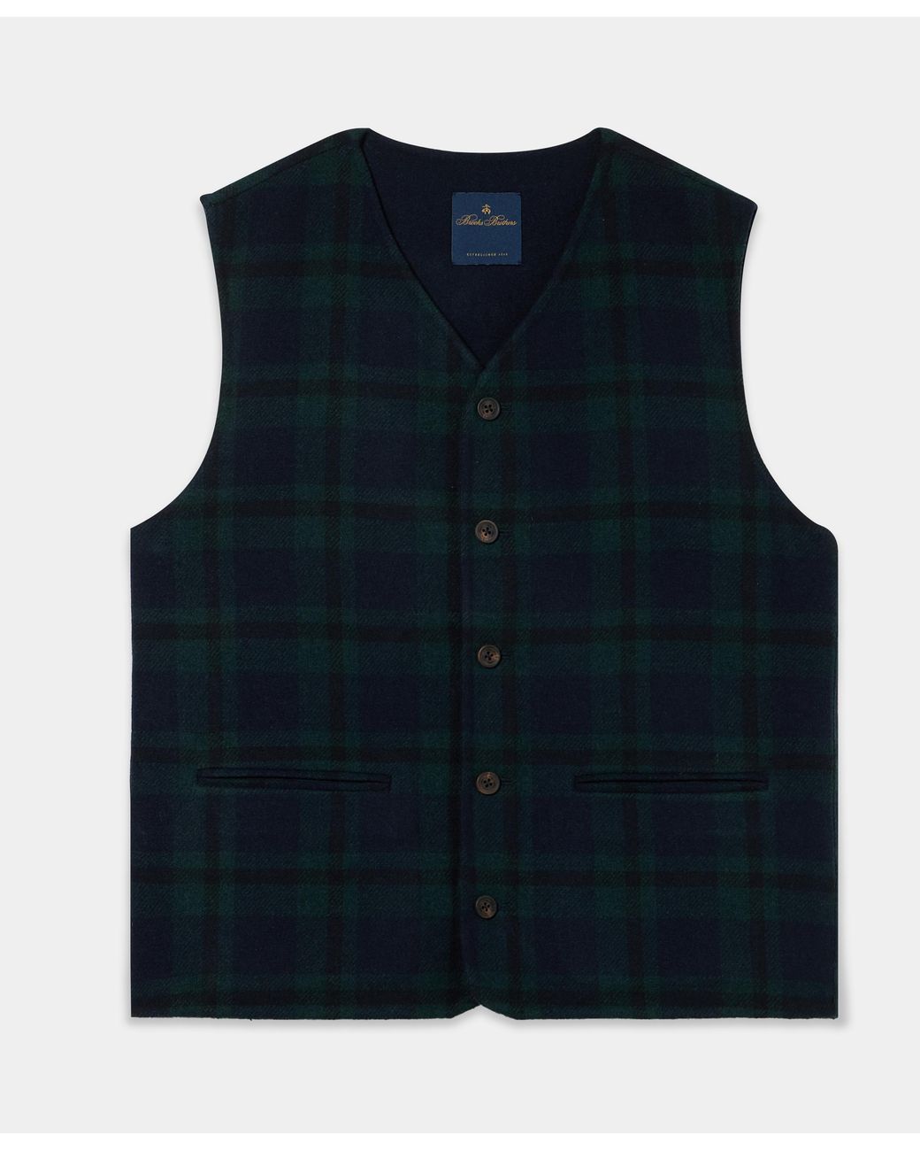 Brooks Brothers Blue Blackwatch Knit Vest for men