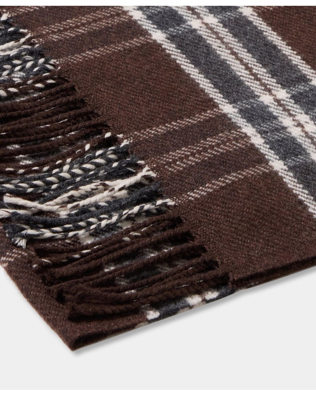 Brooks Brothers Brown Plaid Wool Scarf for men
