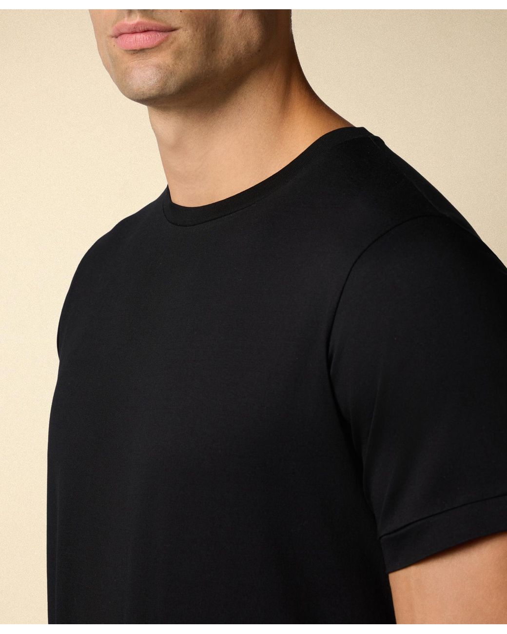 Brooks Brothers Black Mercerized Cotton Crewneck T-Shirt for men