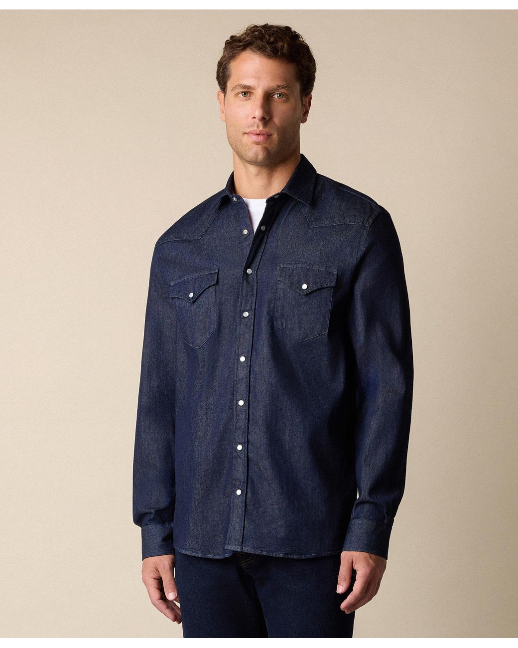 Brooks Brothers Blue Slim Fit Denim Western Shirt for men