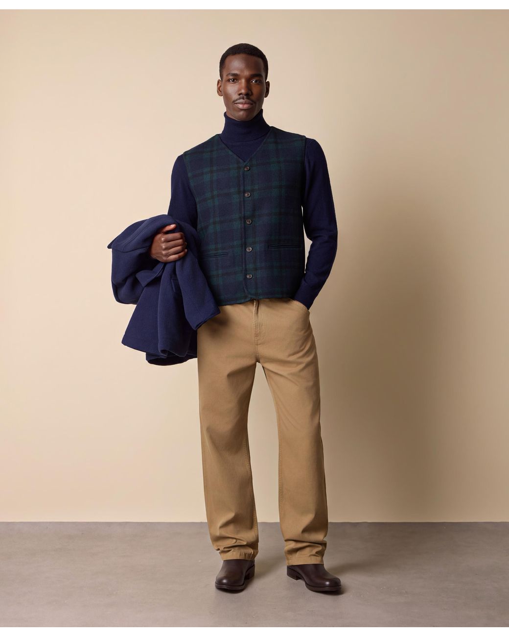 Brooks Brothers Blue Double Breasted Peacoat for men