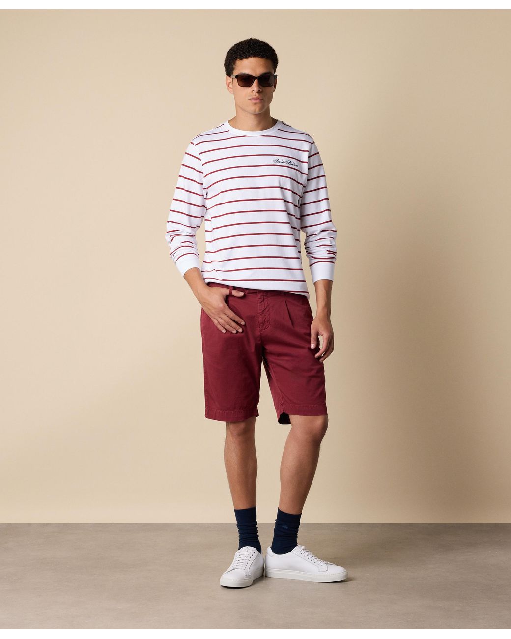 Brooks Brothers White Striped Cotton T-Shirt With Logo for men