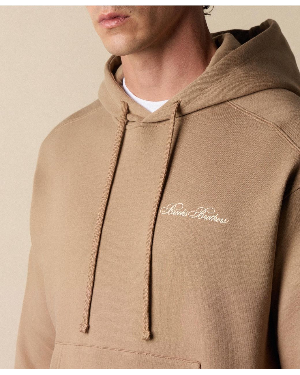 Brooks Brothers Natural Cotton Hoodie With Embroidered Logo for men