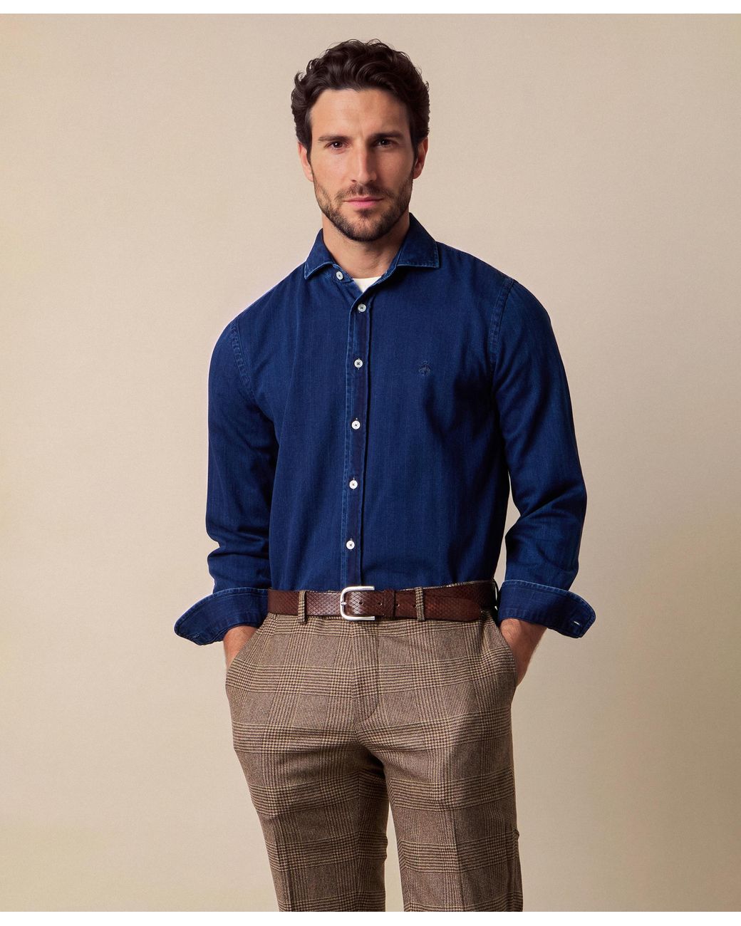 Brooks Brothers Blue Slim Fit Shirt With Spread Collar for men