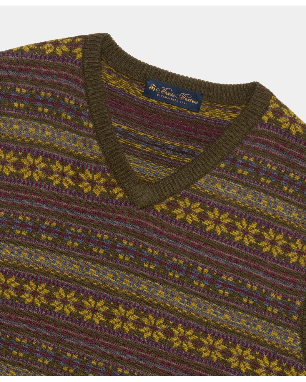 Brooks Brothers Green Fair Isle Sweater Vest for men
