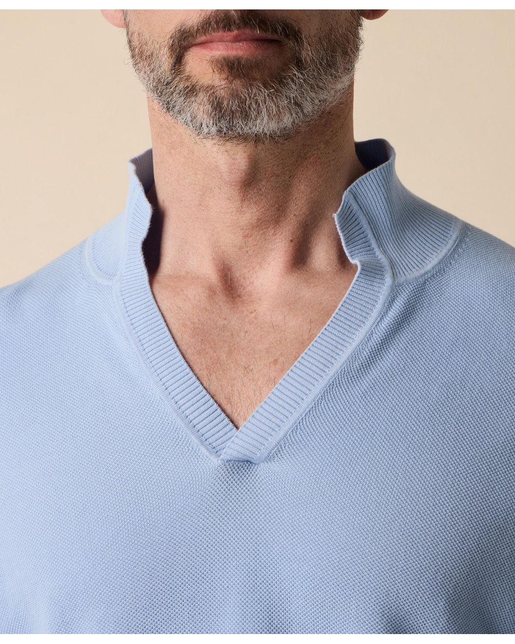 Brooks Brothers Blue Open Collar Piqué Knit Polo for men
