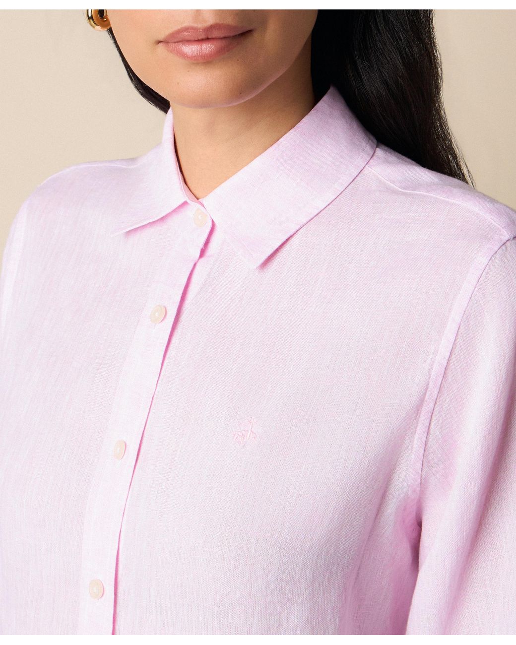 Brooks Brothers Pink Linen Shirt With Logo