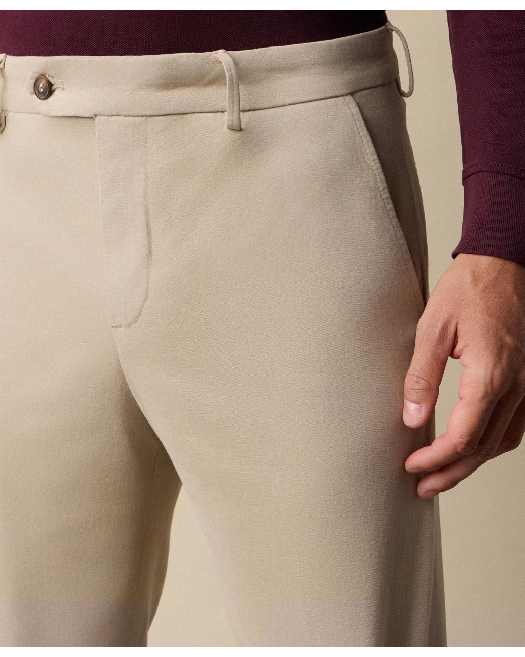 Brooks Brothers Natural Regular Fit Microtwill Stretch Cotton Chino for men