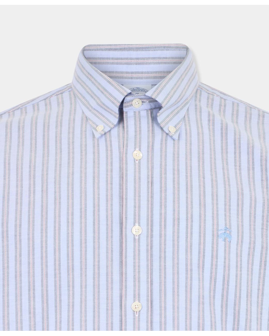 Brooks Brothers Blue Regular Fit Non-Iron Striped Stretch Oxford Shirt With Button Down Collar for men