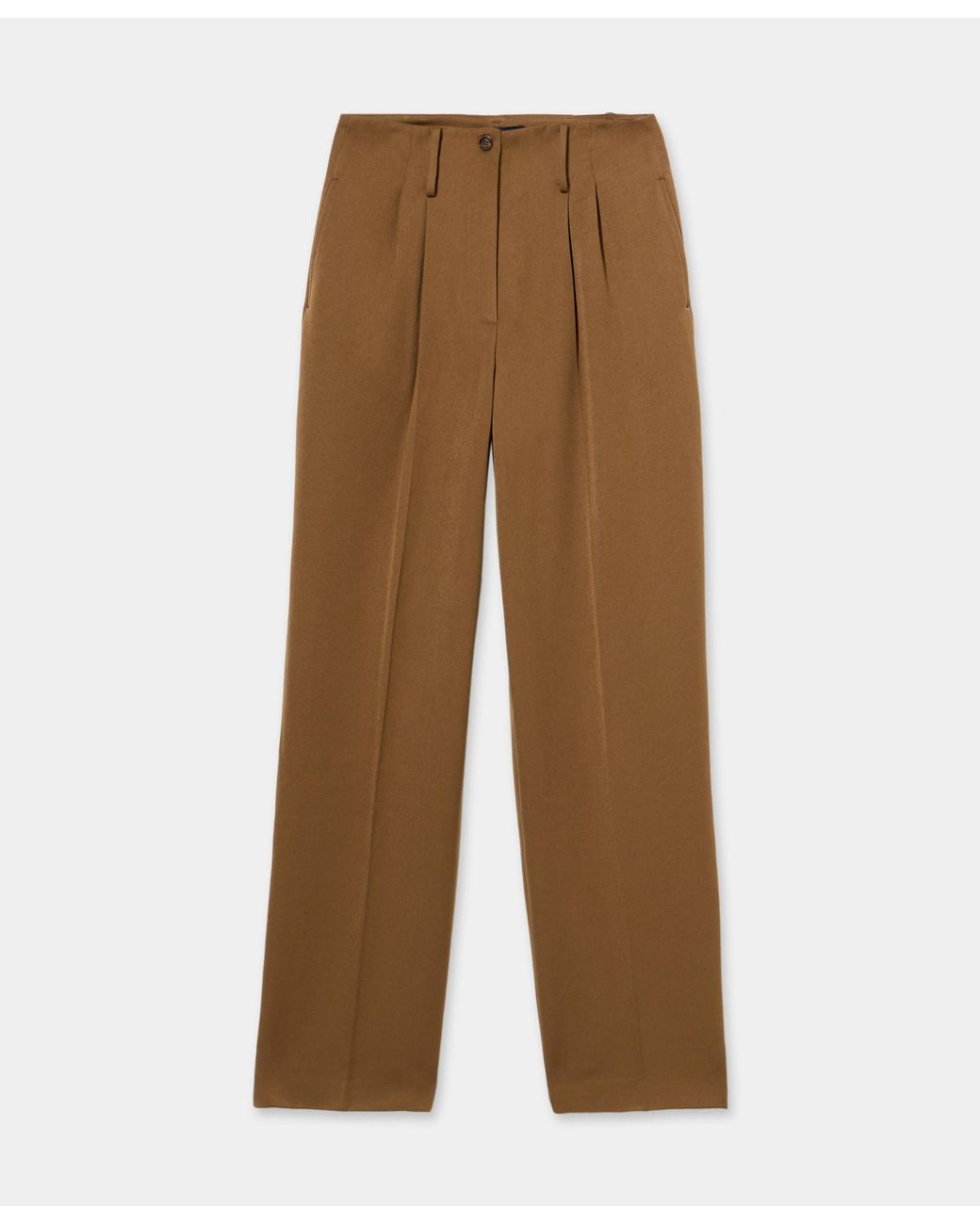 Brooks Brothers Brown Wide-Leg Pleated Pants