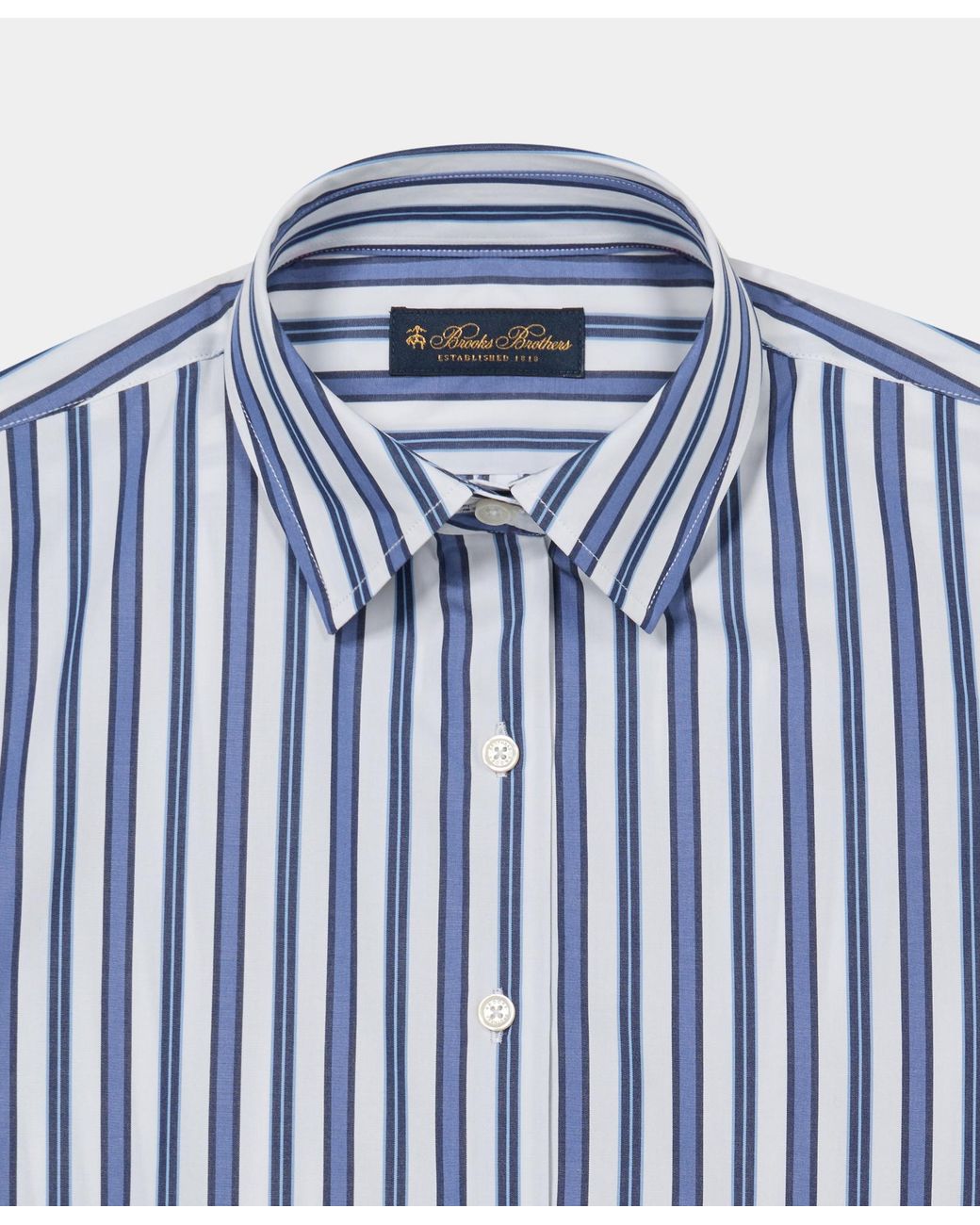 Brooks Brothers Blue Relaxed Striped Cotton Shirt