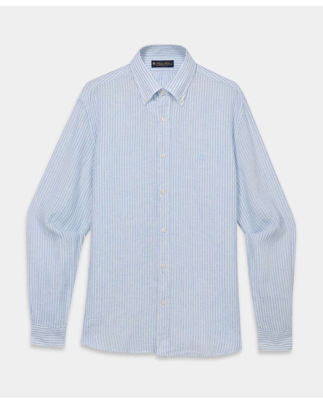 Brooks Brothers Blue Regular Fit Linen Shirt With Button Down Collar for men