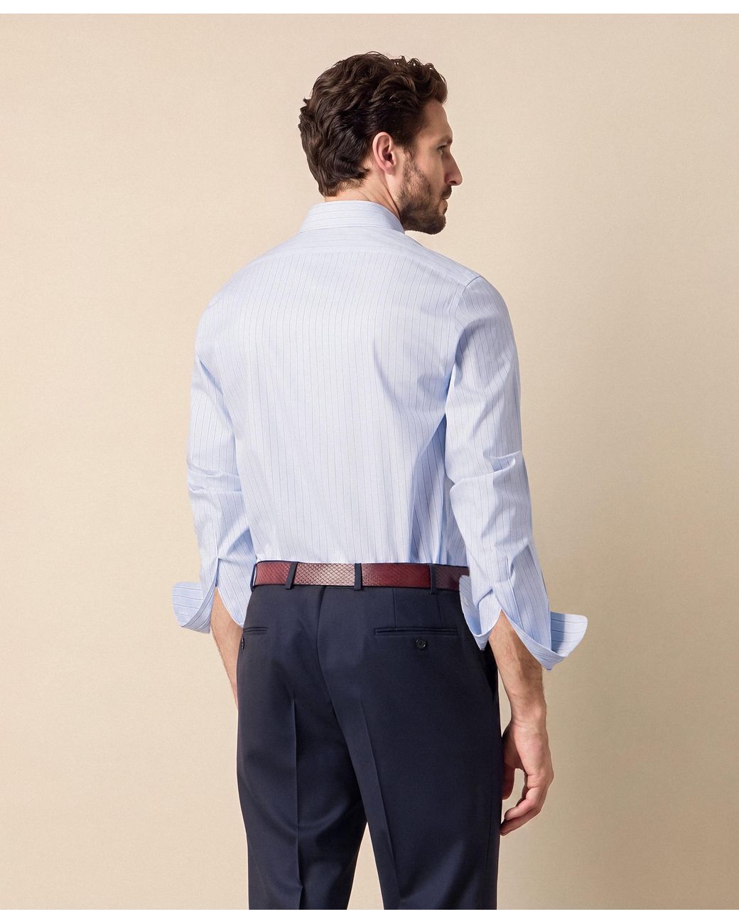 Brooks Brothers Blue Slim Fit Non-Iron Shirt With Ainsley Collar for men