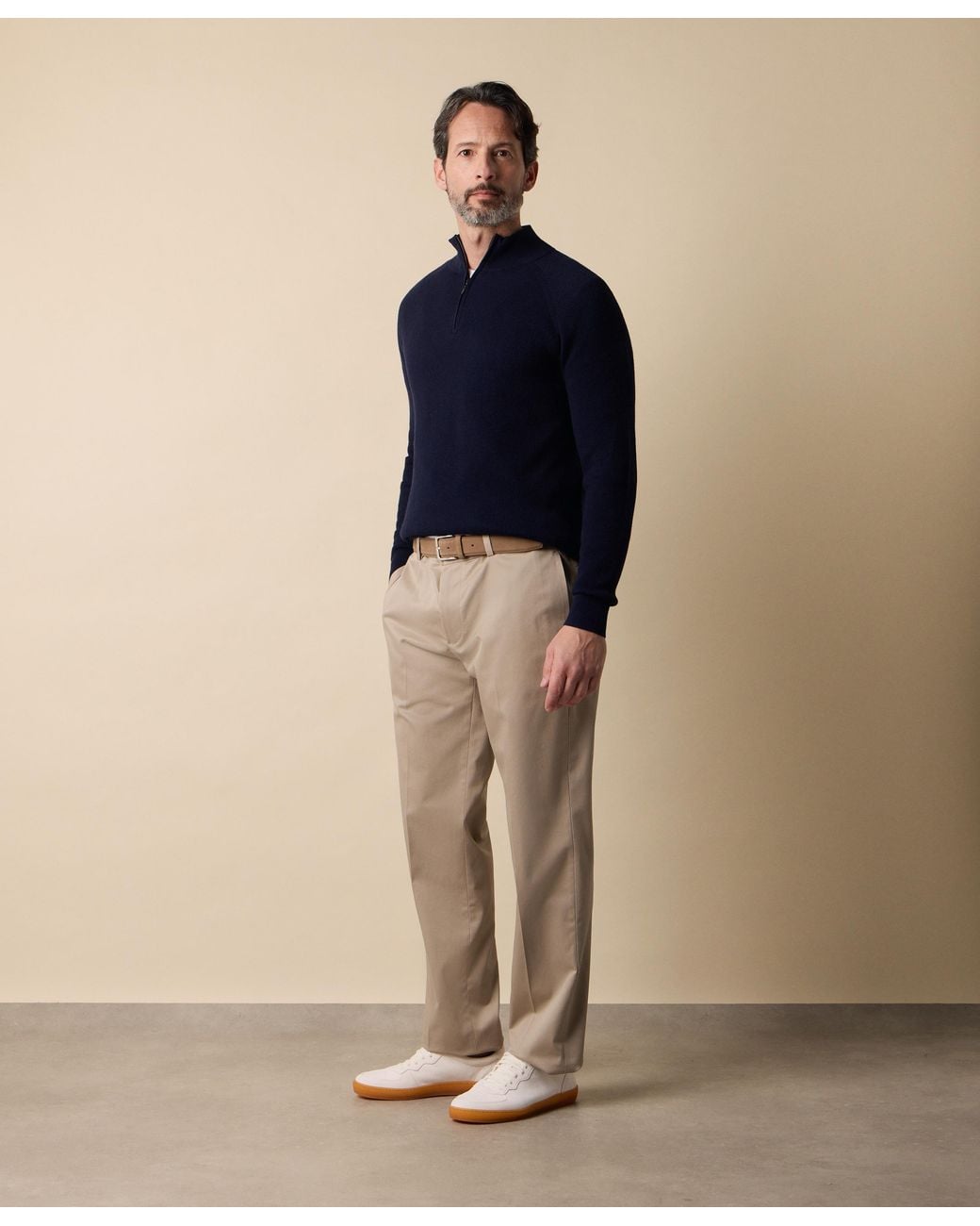 Brooks Brothers Blue Half-Zip English Rib Cotton-Cashmere Sweater for men