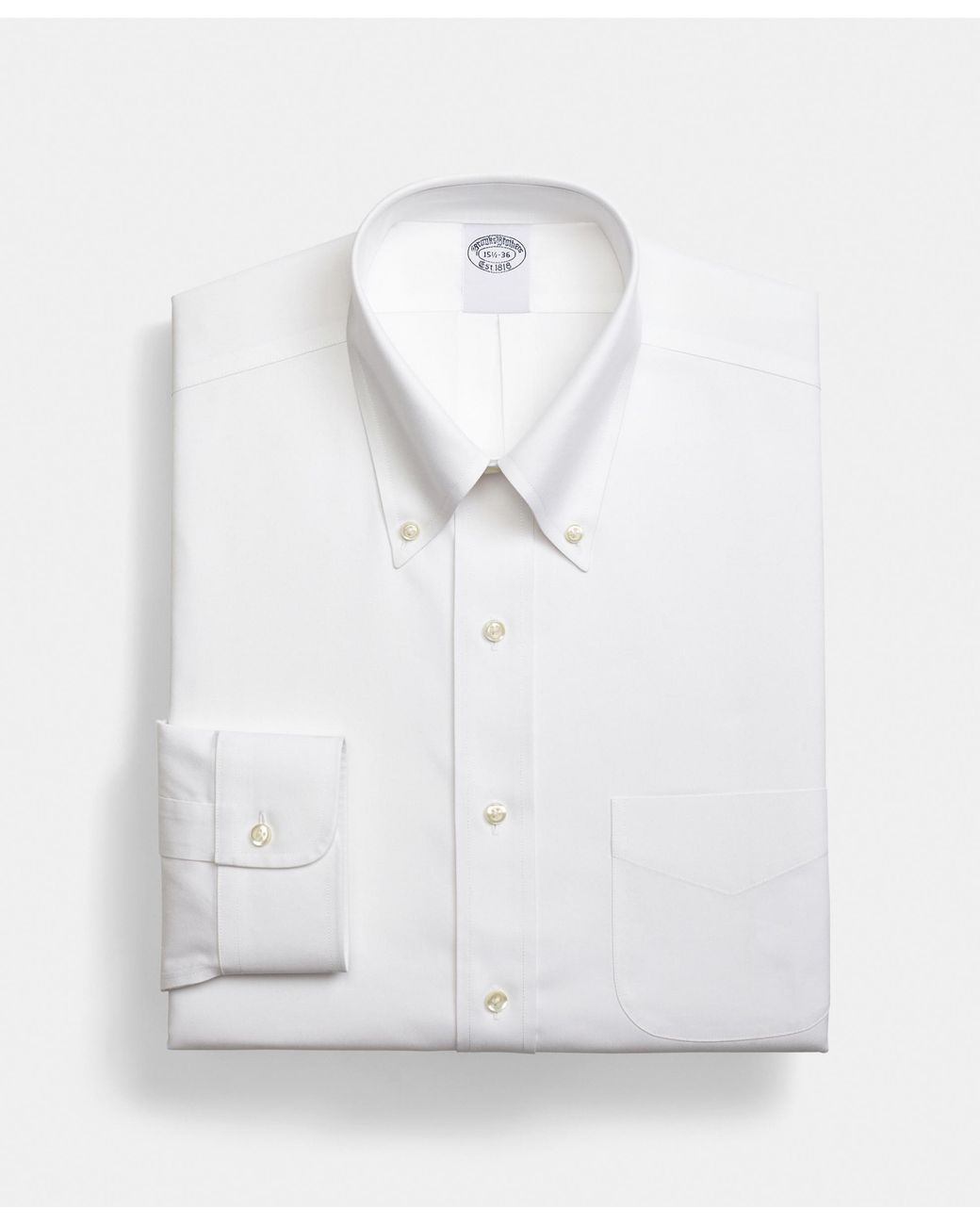 Brooks Brothers White Regular Fit Non-Iron Supima Oxford Pinpoint Shirt With Button Down Collar for men