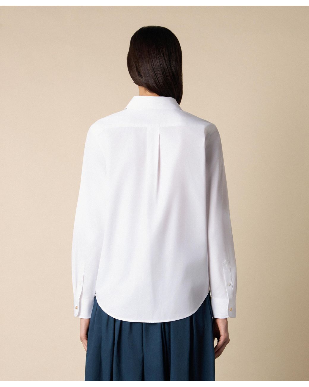 Brooks Brothers Natural Supima Cotton Poplin Blouse With Logo Buttons