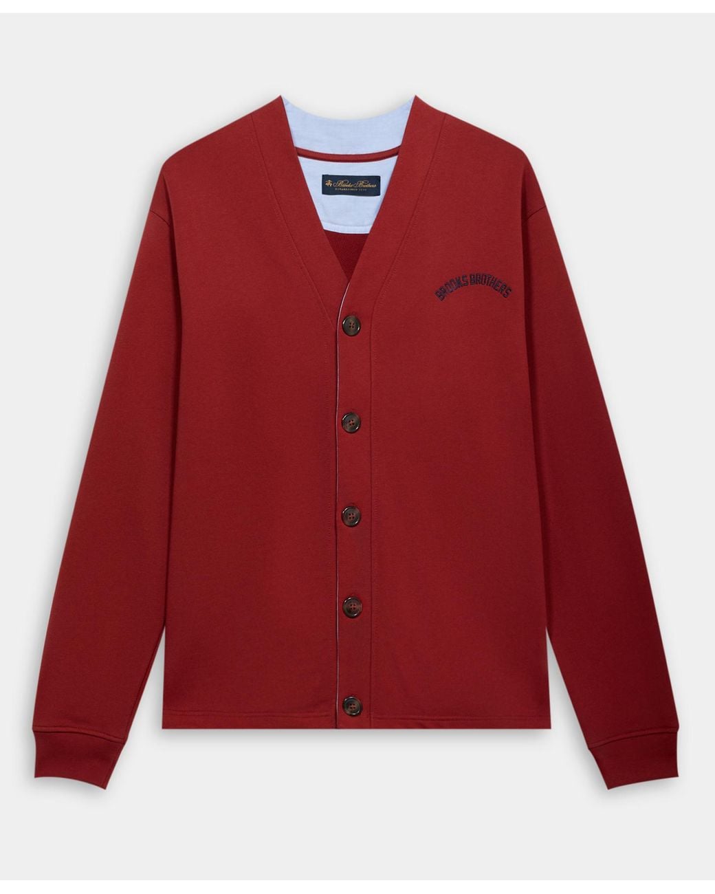 Brooks Brothers Red V-Neck Cotton Cardigan With Logo Print for men