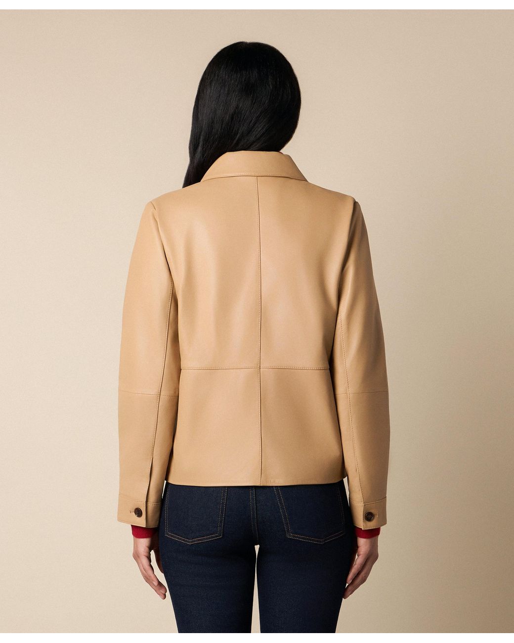 Brooks Brothers Natural Leather Shirt Collar Jacket