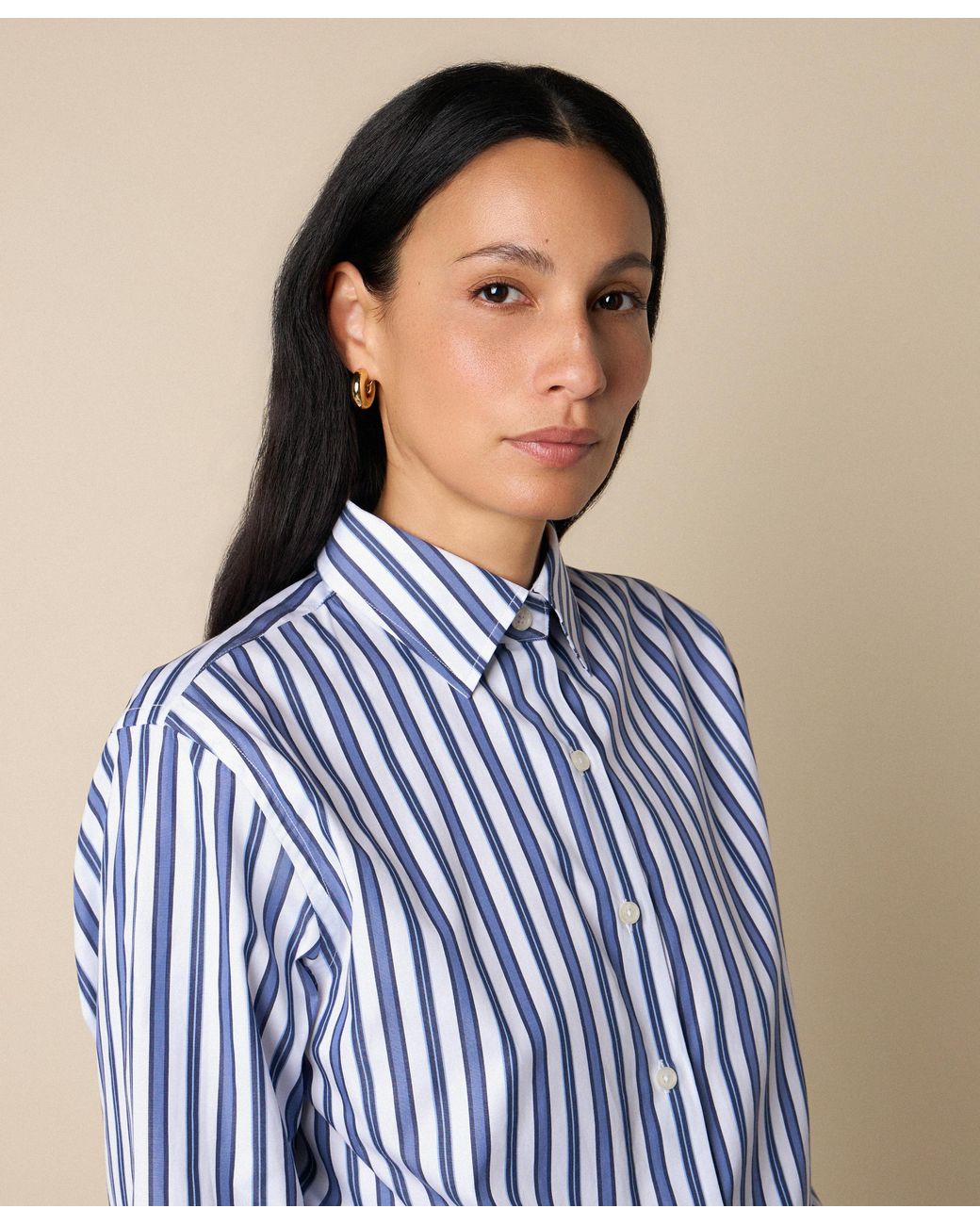 Brooks Brothers Blue Relaxed Striped Cotton Shirt