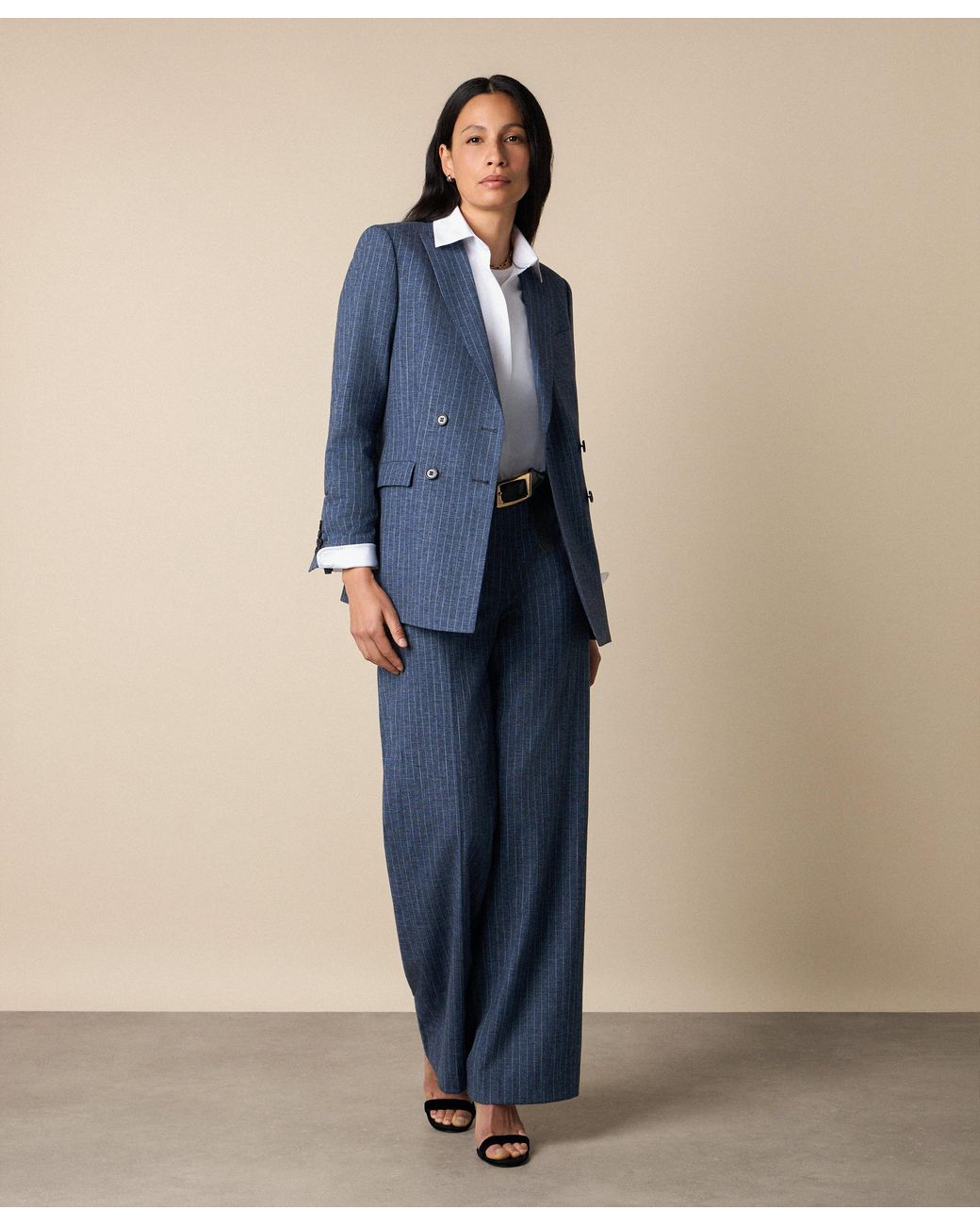 Brooks Brothers Blue Pinstripe Cotton Blend Blazer