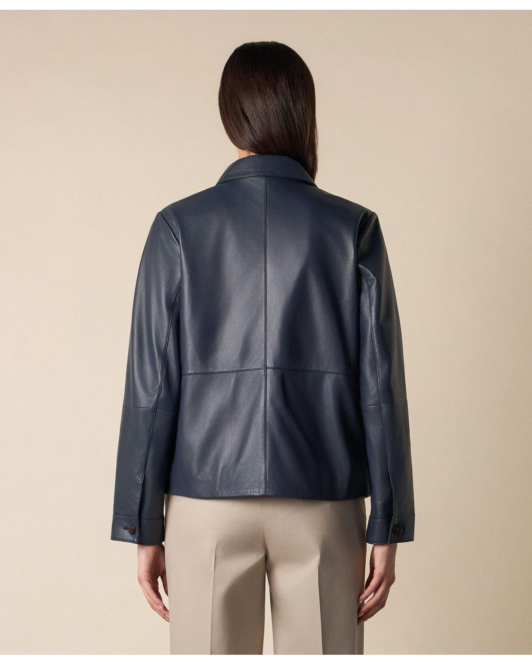 Brooks Brothers Blue Leather Shirt Collar Jacket
