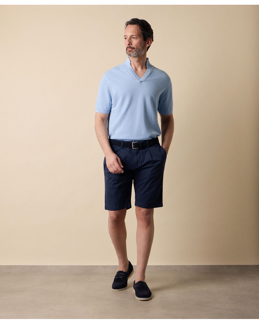 Brooks Brothers Blue Open Collar Piqué Knit Polo for men