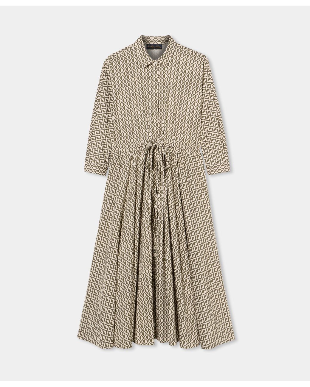 Brooks Brothers Natural Printed Drawstring Midi Dress