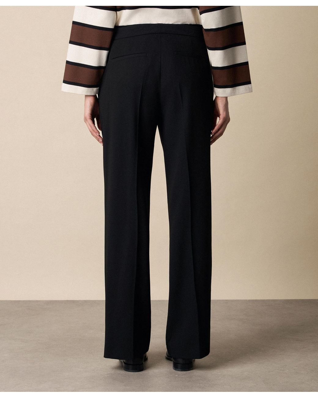 Brooks Brothers Black Wide-Leg Virgin Wool Pants