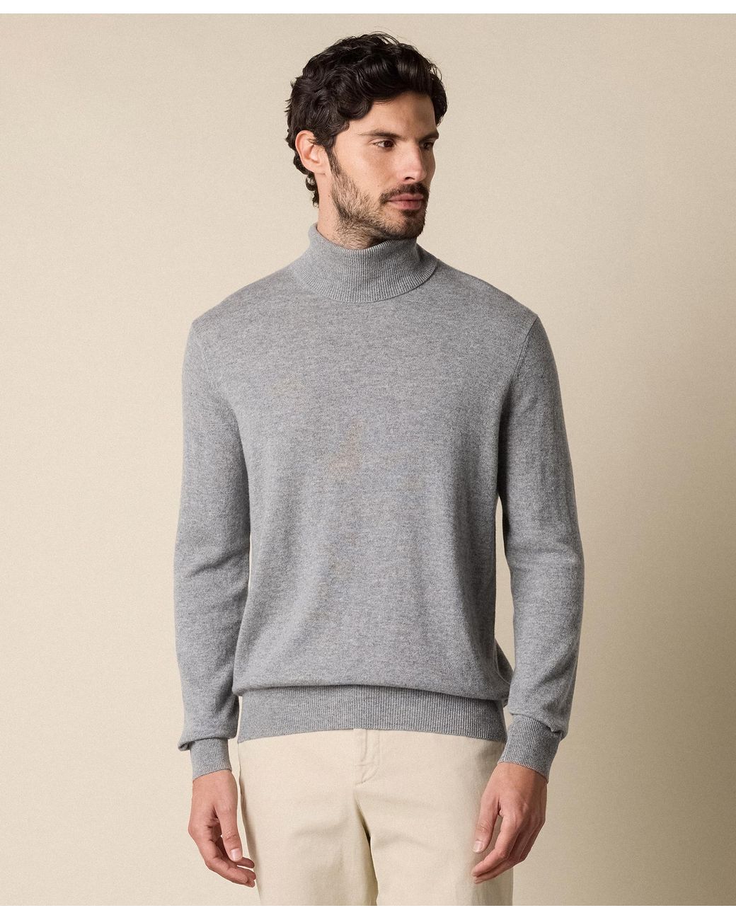 Brooks Brothers Gray Plain Cashmere Turtleneck for men