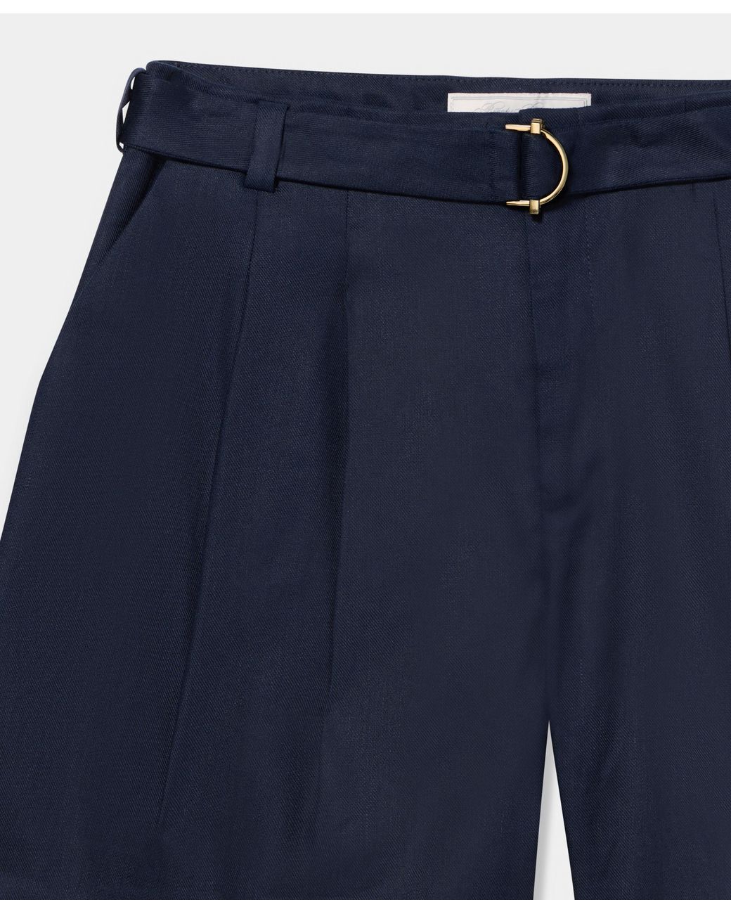 Brooks Brothers Blue Belted Pleated Linen Short