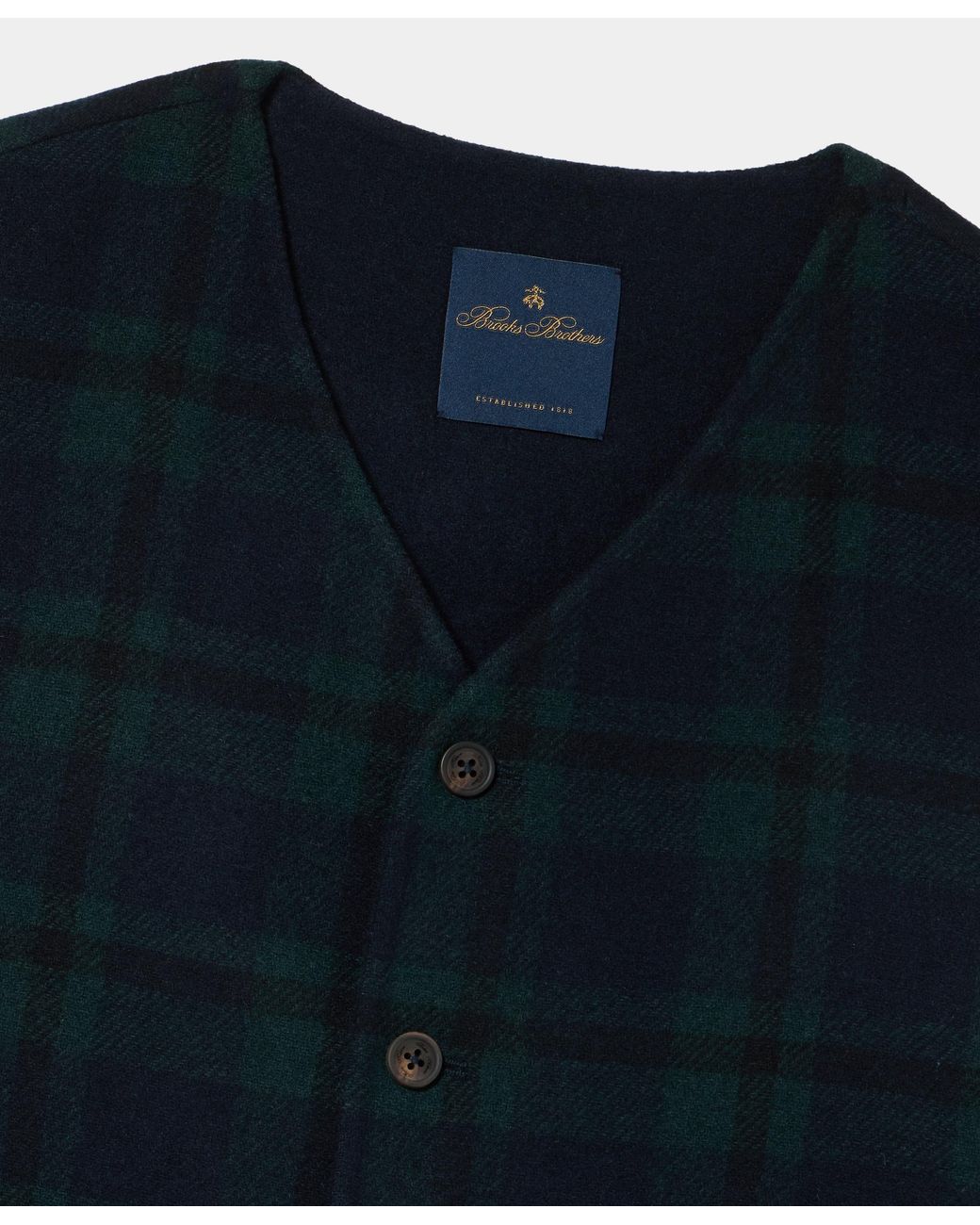 Brooks Brothers Blue Blackwatch Knit Vest for men