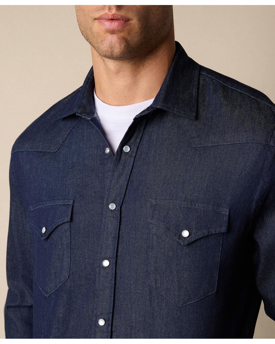 Brooks Brothers Blue Slim Fit Denim Western Shirt for men