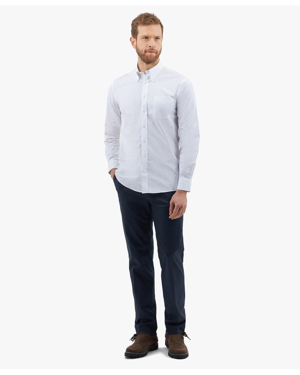 Brooks Brothers White Slim Fit Non-Iron Stretch Cotton Shirt With Button-Down Collar for men