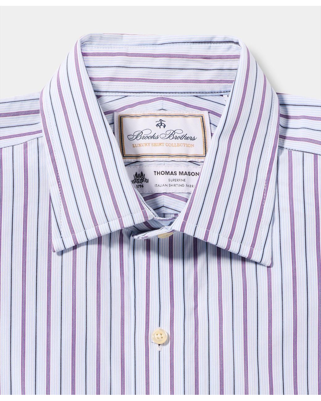 Brooks Brothers Blue Thomas Mason Striped Regular Fit Cotton Shirt With Ainsley Collar for men