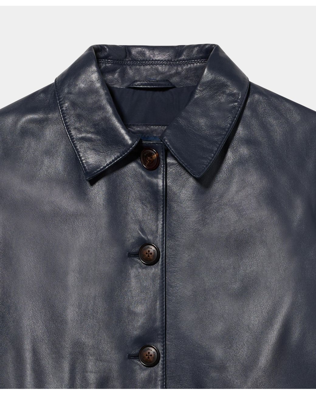 Brooks Brothers Blue Leather Shirt Collar Jacket
