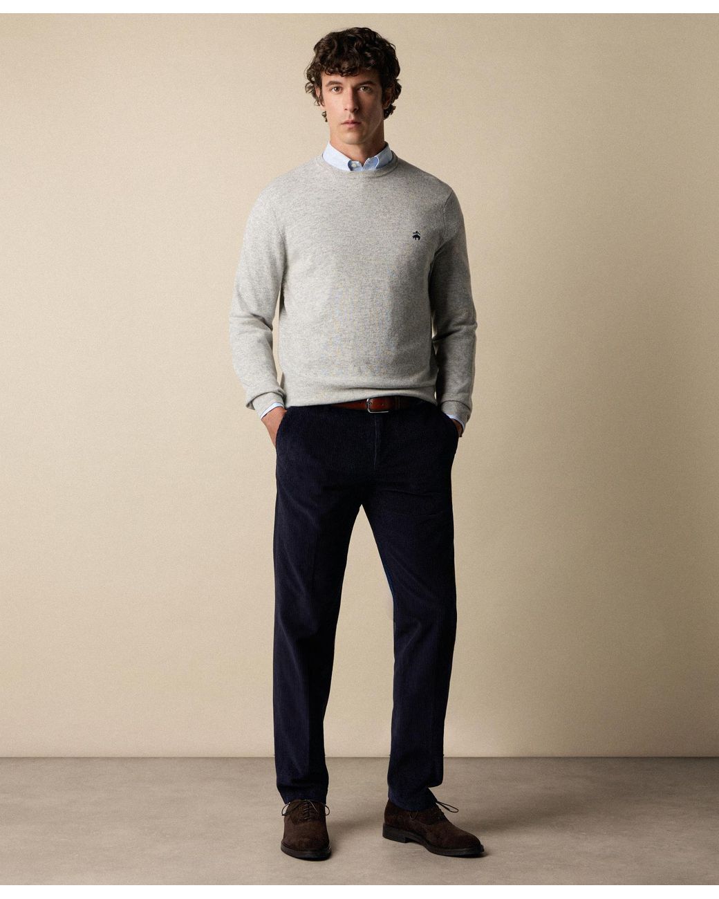 Brooks Brothers Blue Regular Fit Cotton Corduroy Chino for men