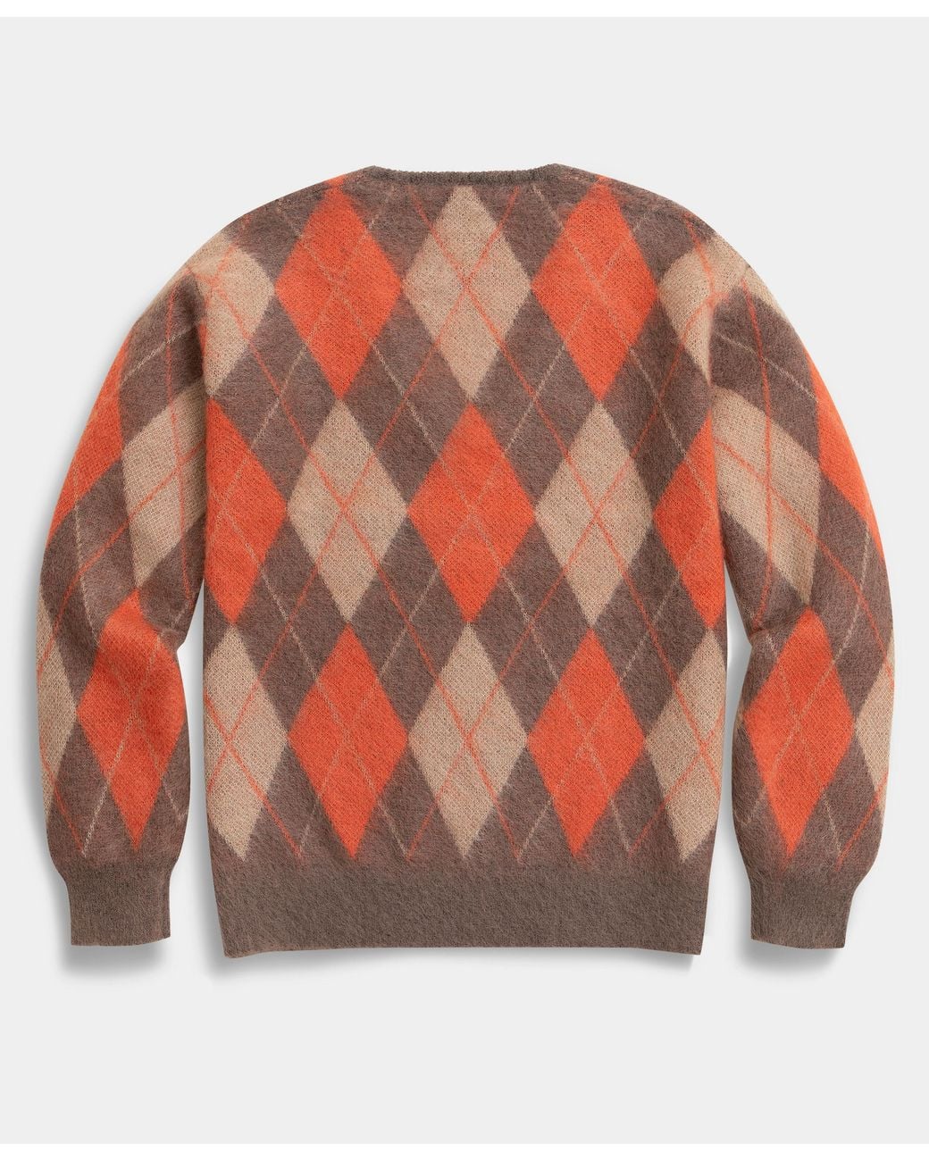 Brooks Brothers Brown Mohair Argyle V-Neck Knit for men