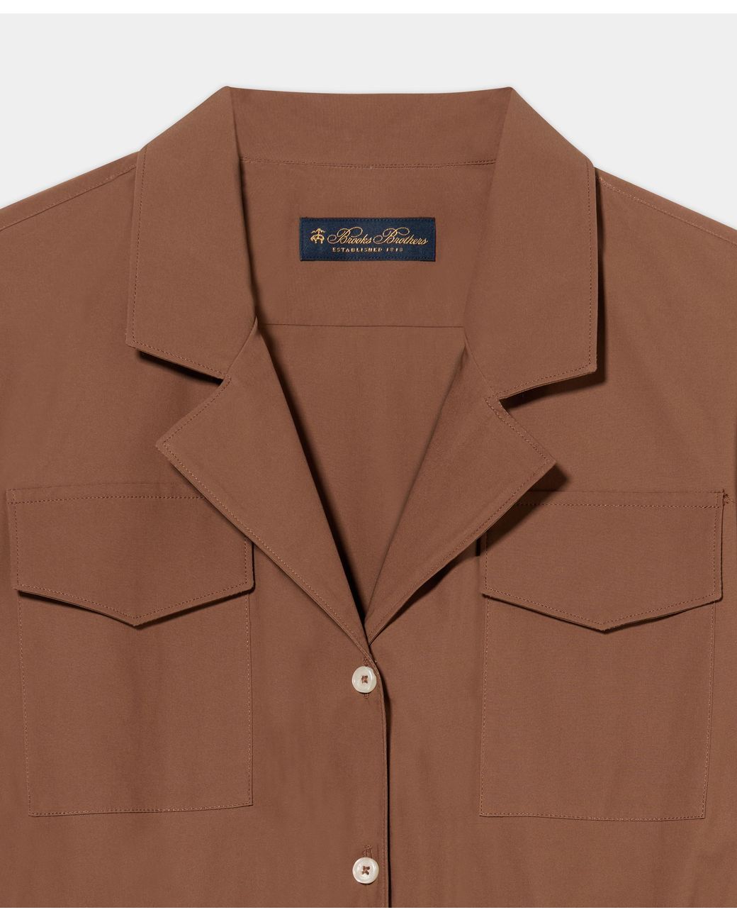 Brooks Brothers Brown Belted Cotton Midi Shirt Dress With Pockets